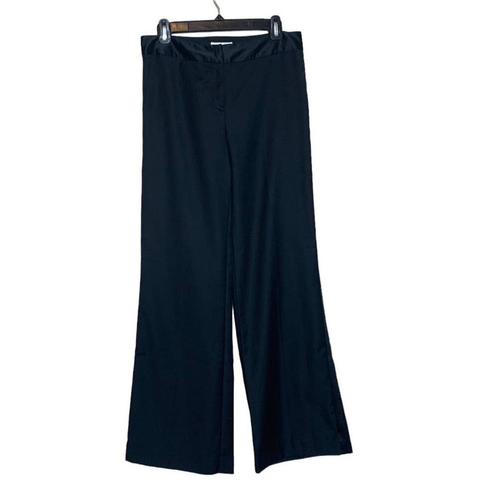 Isaac Mizrahi black wide leg dress tuxedo dress pants size 4